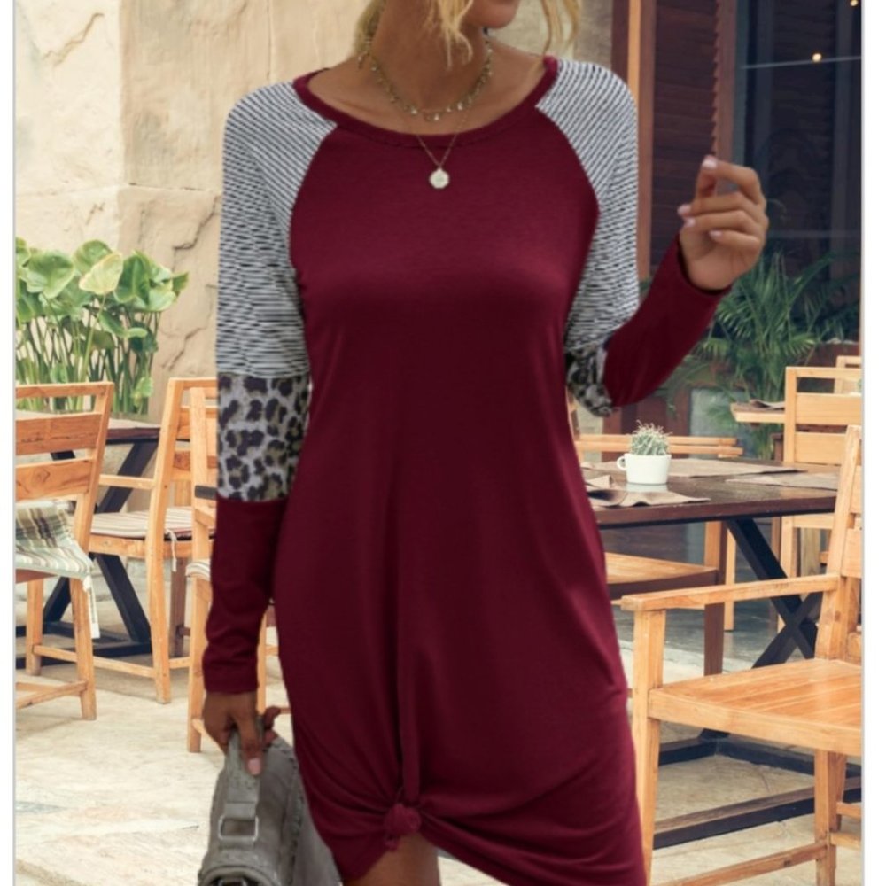 Petite Long Sleeve Oversized T Shirt Dress
